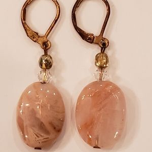 💐6/25 dangle marble pink earrings